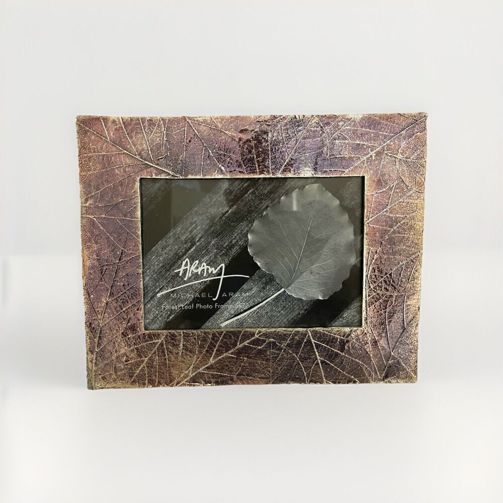 Vintage Michael Aram Handcrafted Nickel Forest Leaf Collection Photo Frame Rose